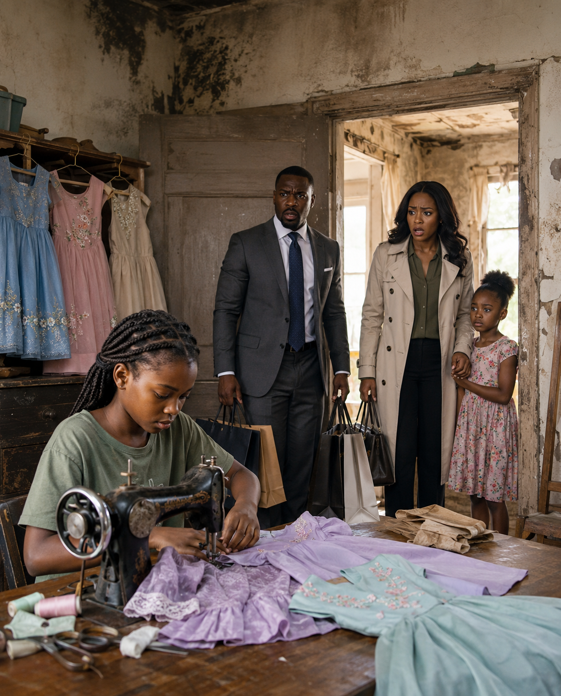 A Millionaire Came to Collect Rent—Until He Found a 10-Year-Old Girl Sewing to Survive and Uncovered the Truth Her Family Had Been Hiding