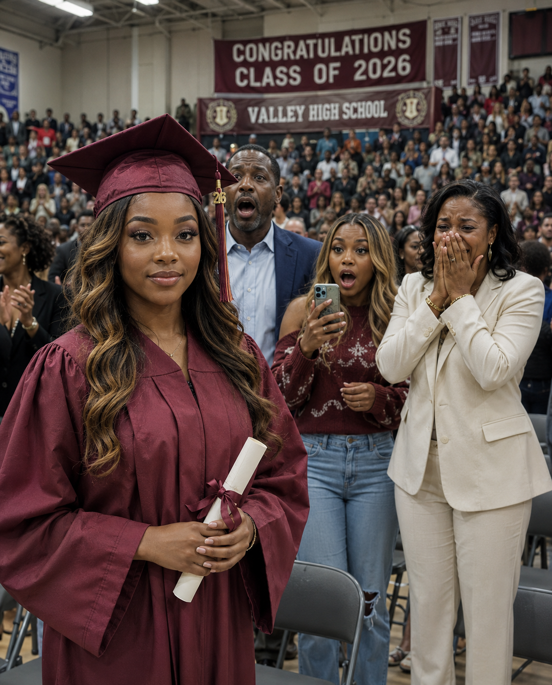 My parents told me to take the bus to my Harvard graduation because they were too busy buying my sister a brand-new Tesla, but when they finally showed up expecting to watch me quietly walk across the stage and go back to celebrating her, the dean took the mic, said my name, and my father dropped his program as the whole crowd learned what I had built while they were busy acting like I was never the child worth showing up for.