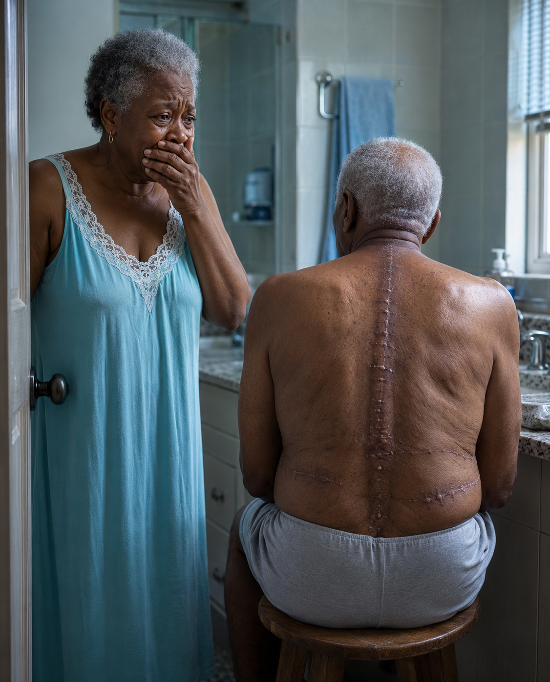 My husband used to lock himself in the bathroom every morning at 4 a.m. for thirty-five years. And the night I finally looked through the keyhole, I understood why he always whispered, “I’m doing this to protect you.”