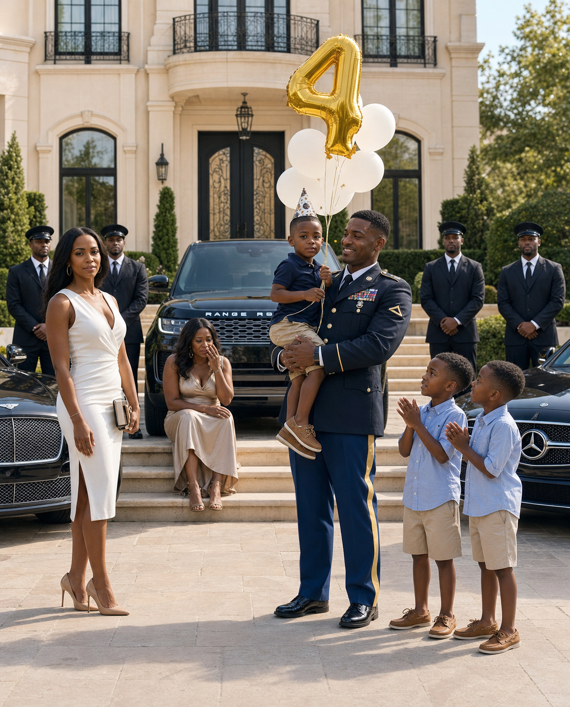 At my son’s seventh birthday party, only two children showed up. My sister-in-law smirked and whispered, “Maybe if you’d raised him better, he’d have friends.” I felt a lump in my throat. Then, a caravan of luxury cars pulled up to the driveway. The person who got out caused my sister-in-law to drop her glass, completely sh0cked.