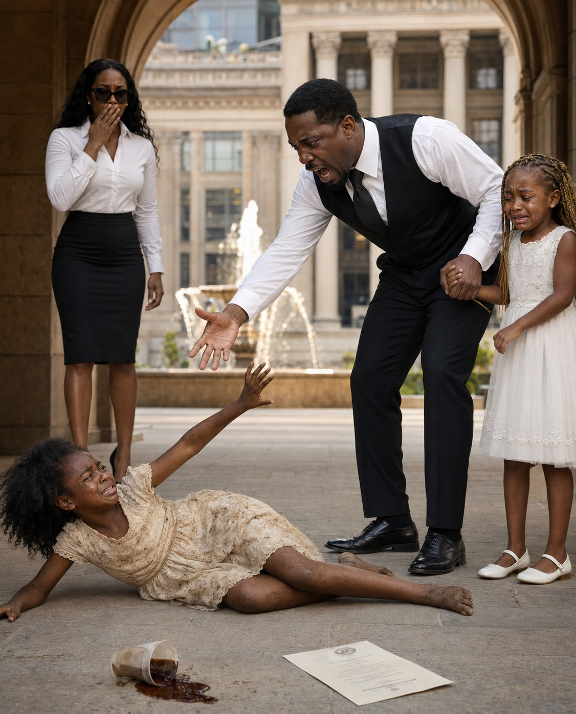 A Billionaire ᴛʜʀᴇ:ᴡ a Poor Little Girl to the Ground for Giving His Silent Daughter a Homemade Remedy… But the Moment His Child Whispered “Daddy,” His Greed Sparked a Betrayal No One Saw Coming