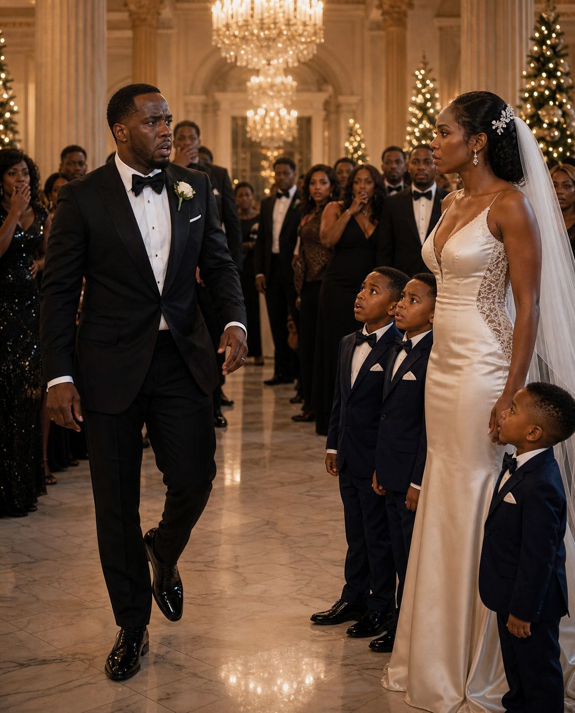 A Billionaire CEO Walked Into A Winter Party Alone—But Froze When His Ex-Wife Appeared With Four Identical Boys… What She Said Made Him Realize Something Had Been Hidden For Years—And The Entire Room Went Silent