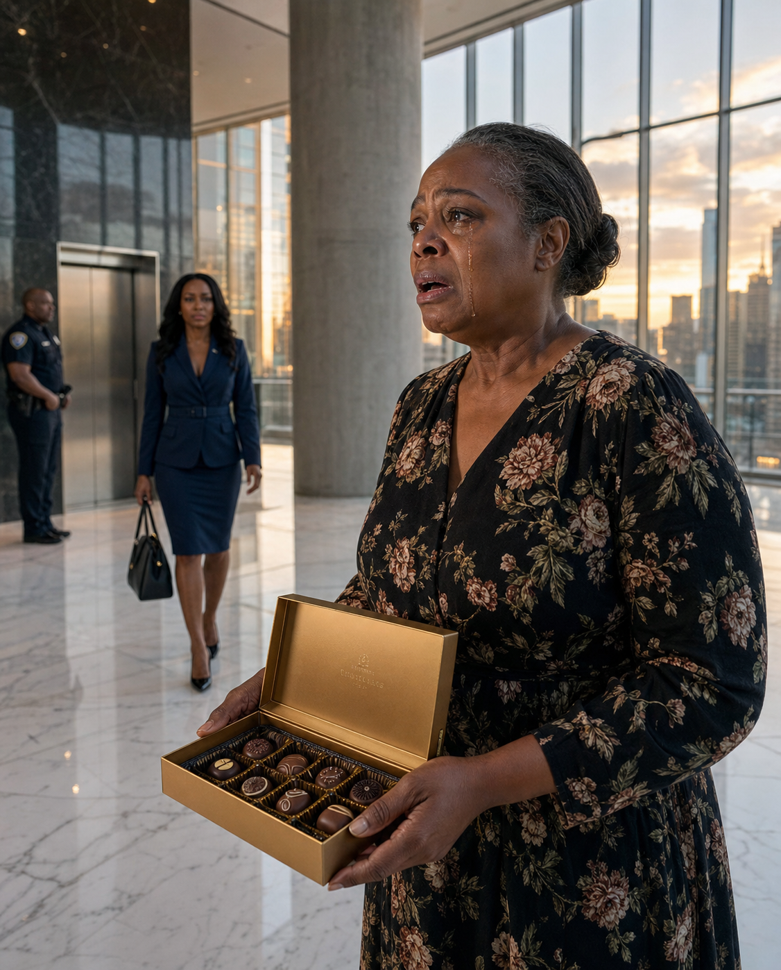 I went to surprise my husband with a box of chocolates, and the guard stopped me with a phrase that broke my heart: “You can’t go up… His wife just got off the elevator.” In that instant, I realized that Jorge had been living another life for fifteen years, with another woman, another daughter, and another house…