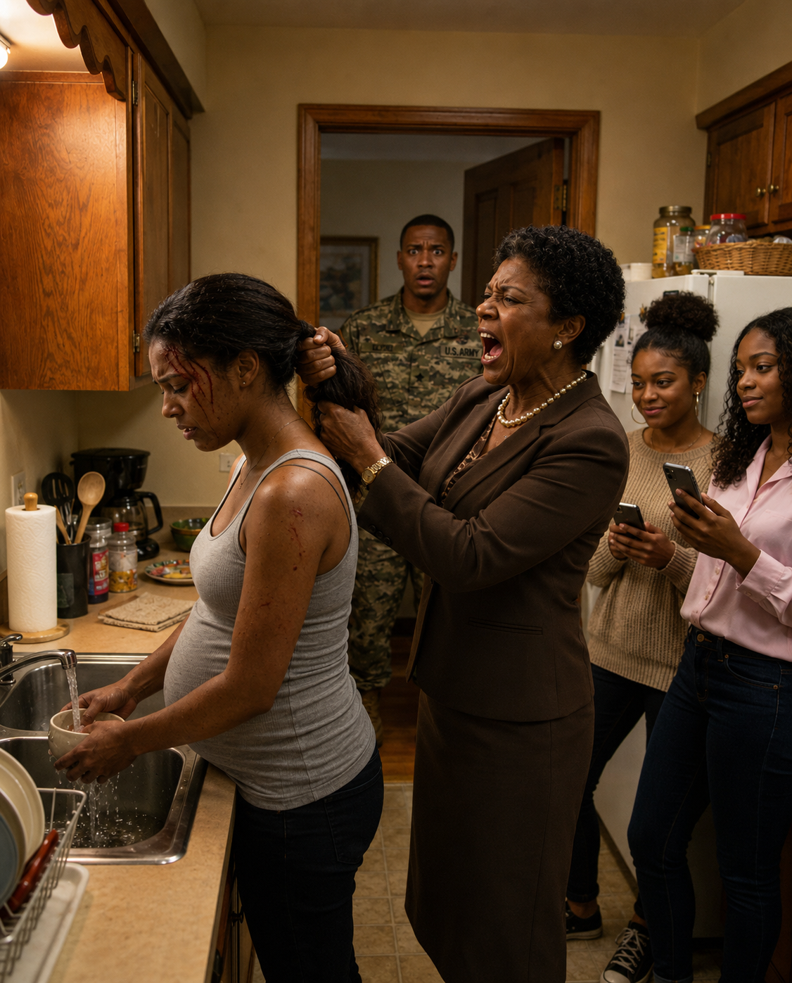 When I saw my eight-month pregnant wife washing dishes alone at ten o’clock at night, I called my three sisters and said something that left everyone silent. But the strongest reaction… it came from my own mother.