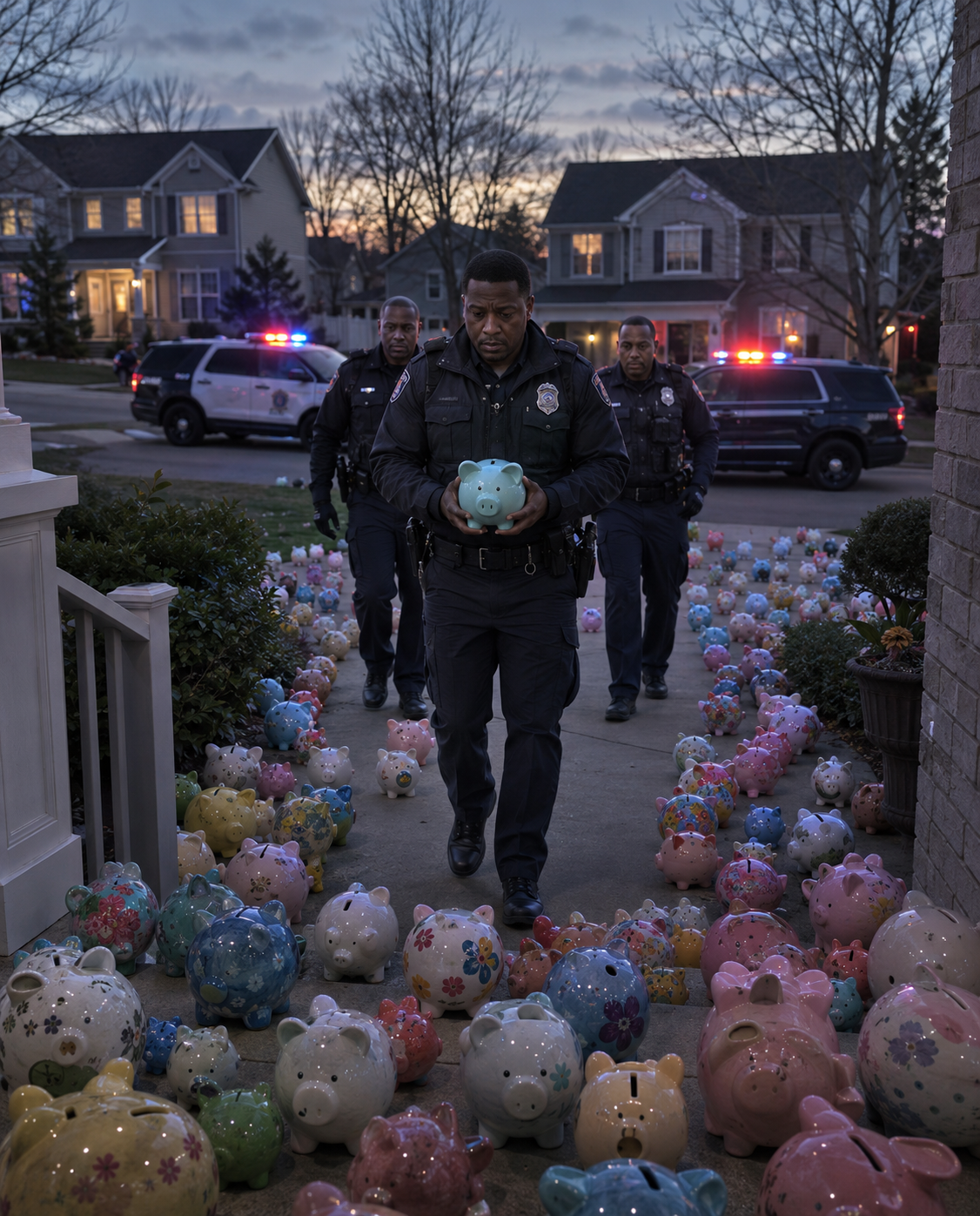 My 6-Year-Old Son Gave All His Savings to Help Our Elderly Neighbor – The Next Morning, Our Yard Was Filled with Piggy Banks, and Patrol Cars Were Everywhere