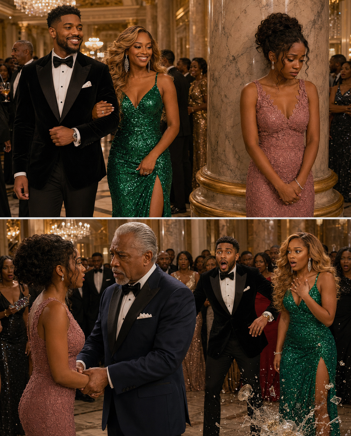 My husband hid me at the party for being embarrassed of my cheap dress… but his career crashed when the billionaire boss recognized my necklace and fell to his knees uncovering 1 30-year secret