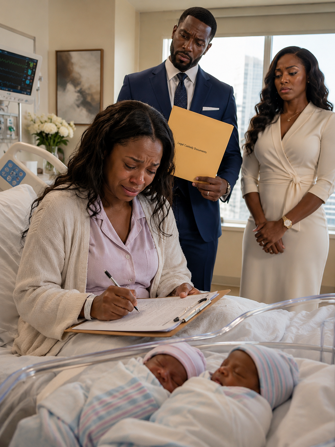 Three days after an emergency C-section, my husband arrived with his assistant to force me to sign the divorce papers so he could keep our twin daughters.