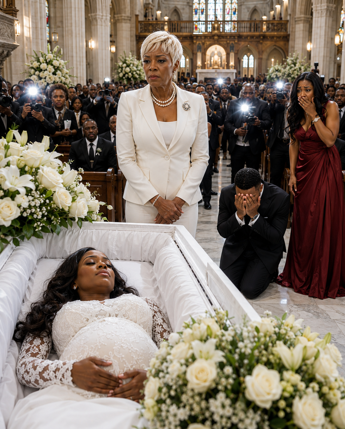 My pregnant daughter was in a coffin—and her husband showed up like it was a celebration. He walked in laughing with his mistress on his arm...