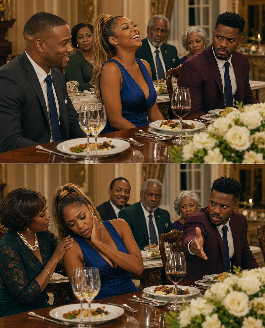 My husband hi:t me at dinner. No wa:rning, just silence. One second I was laughing at my brother-in-law’s joke… The next, my head sna:pped sideways. No one moved. Then his mother leaned in and whispered, “I stayed… don’t be me.”