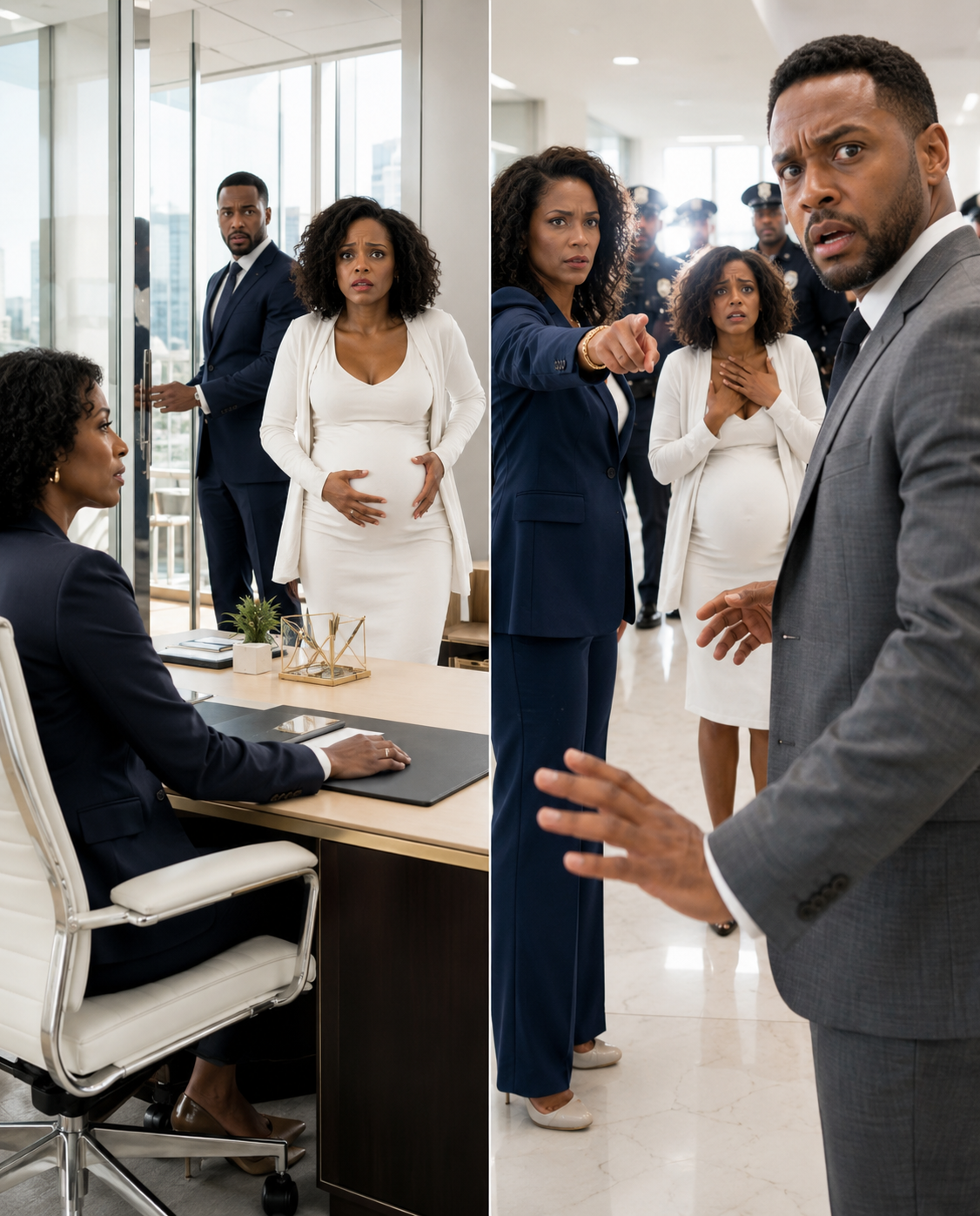 My pregnant daughter ran into my office, her face covered in fresh b:ruises. Her husband, a beloved local politician, casually strolled in behind her, shutting the door.