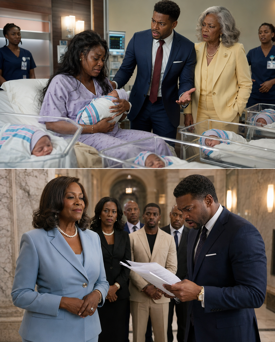 All five babies in the bassinets were Black. My husband took one look and shouted, “They’re not my children!” Then he walked out of the hospital and never came back. I held five newborns alone as nurses whispered and doors closed behind him. Thirty years later, he stood before us again— and the truth waiting for him shattered everything he thought he knew.
