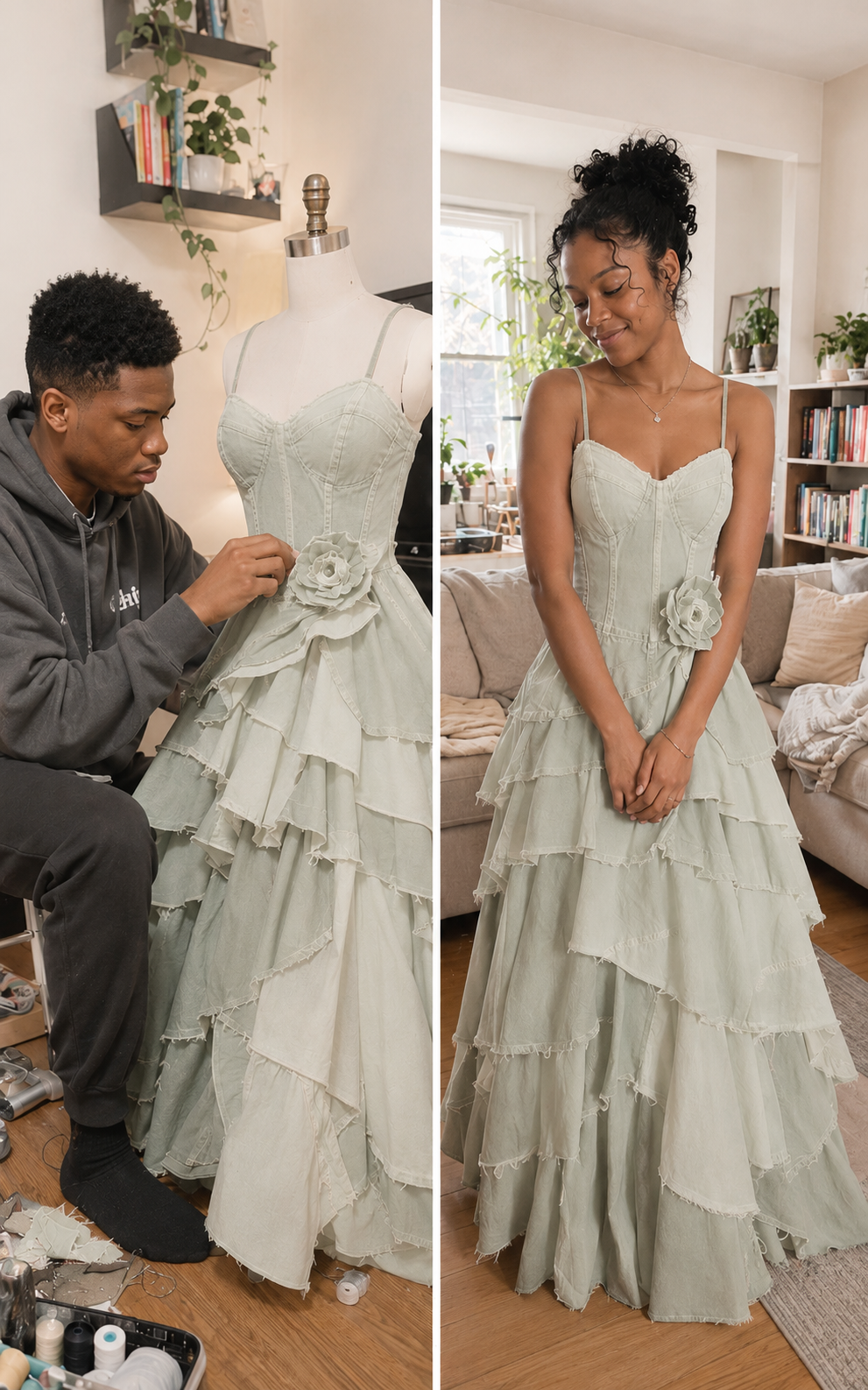 My Stepmom Laughed at the Prom Dress My Brother Sewed From Our Late Mom’s Jeans — By the End of the Night, the Whole School Knew the Truth