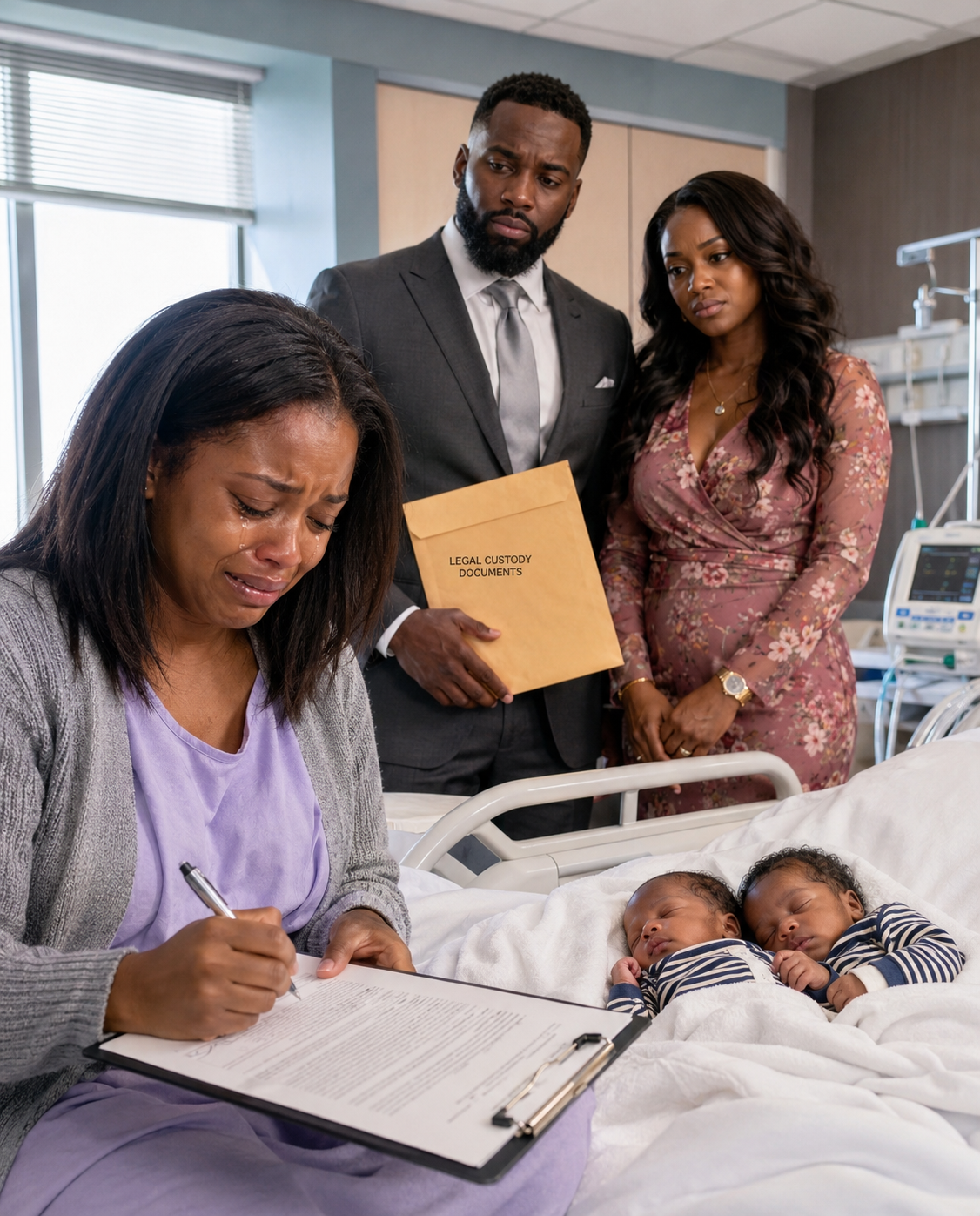 Three days after an emergency C-section, my husband arrived with his assistant to force me to sign the divorce papers so he could keep our twin daughters.