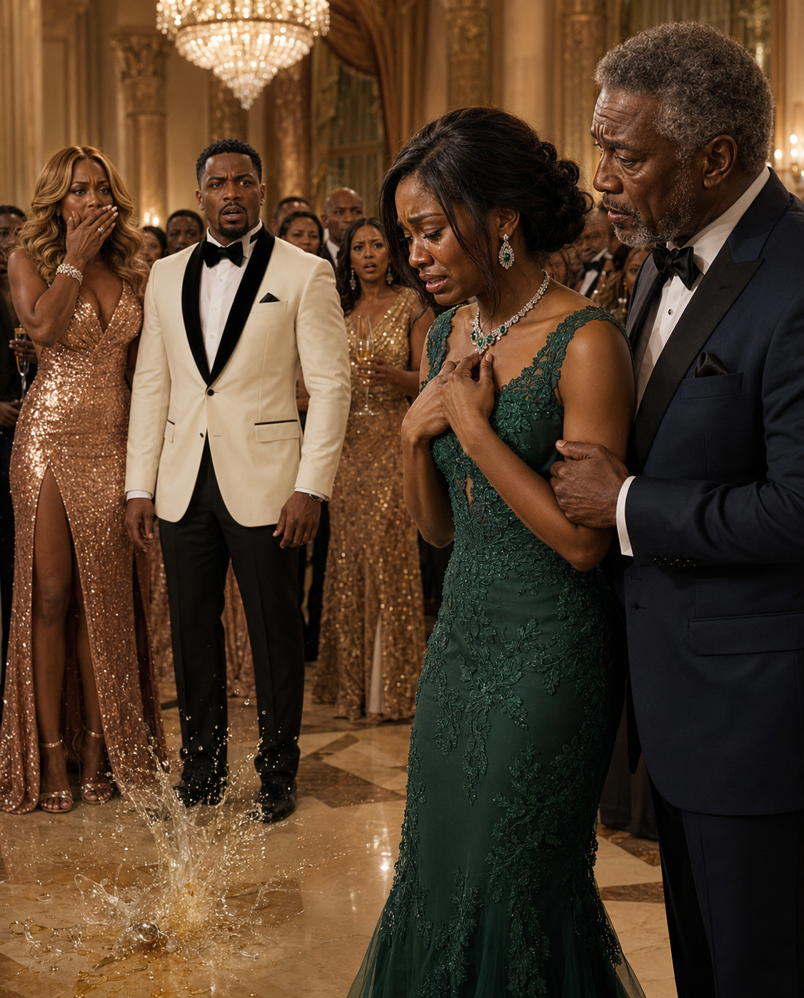 My husband hid me at the party because he was embarrassed by my cheap dress… but his career collapsed when his billionaire boss recognized my necklace and fell to his knees, revealing a 30-year-old secret.