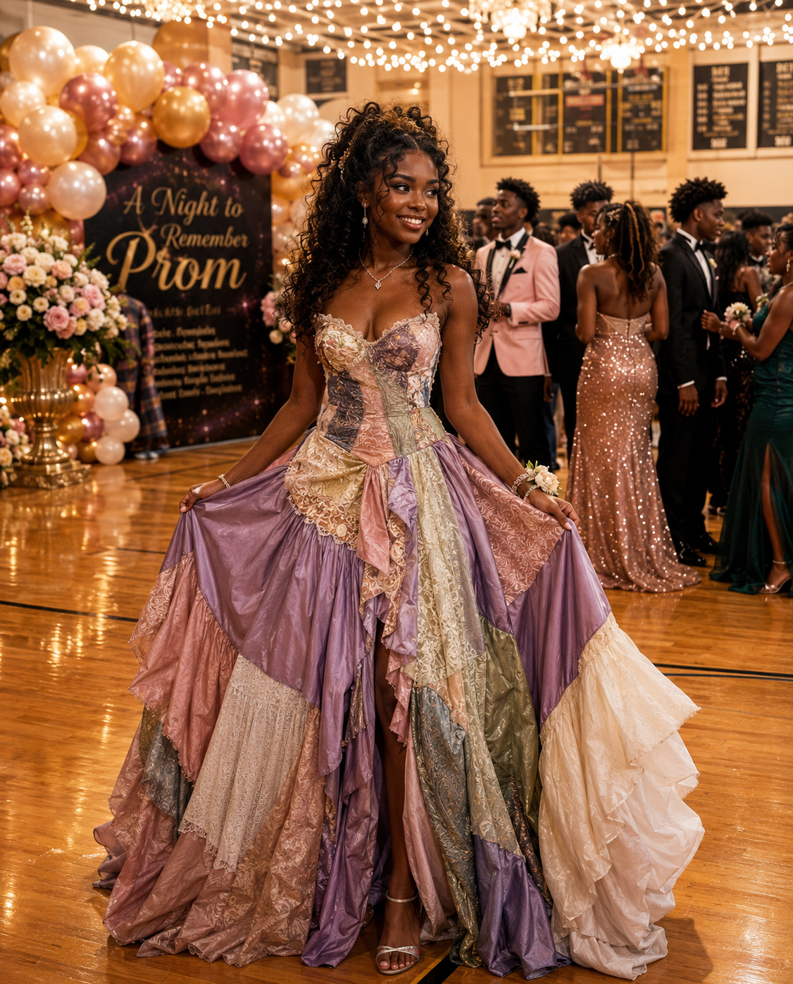 I sewed a dress from my father’s shirts for prom in his honor — my classmates laughed, but then the principal took the microphone, and the entire room fell silent.