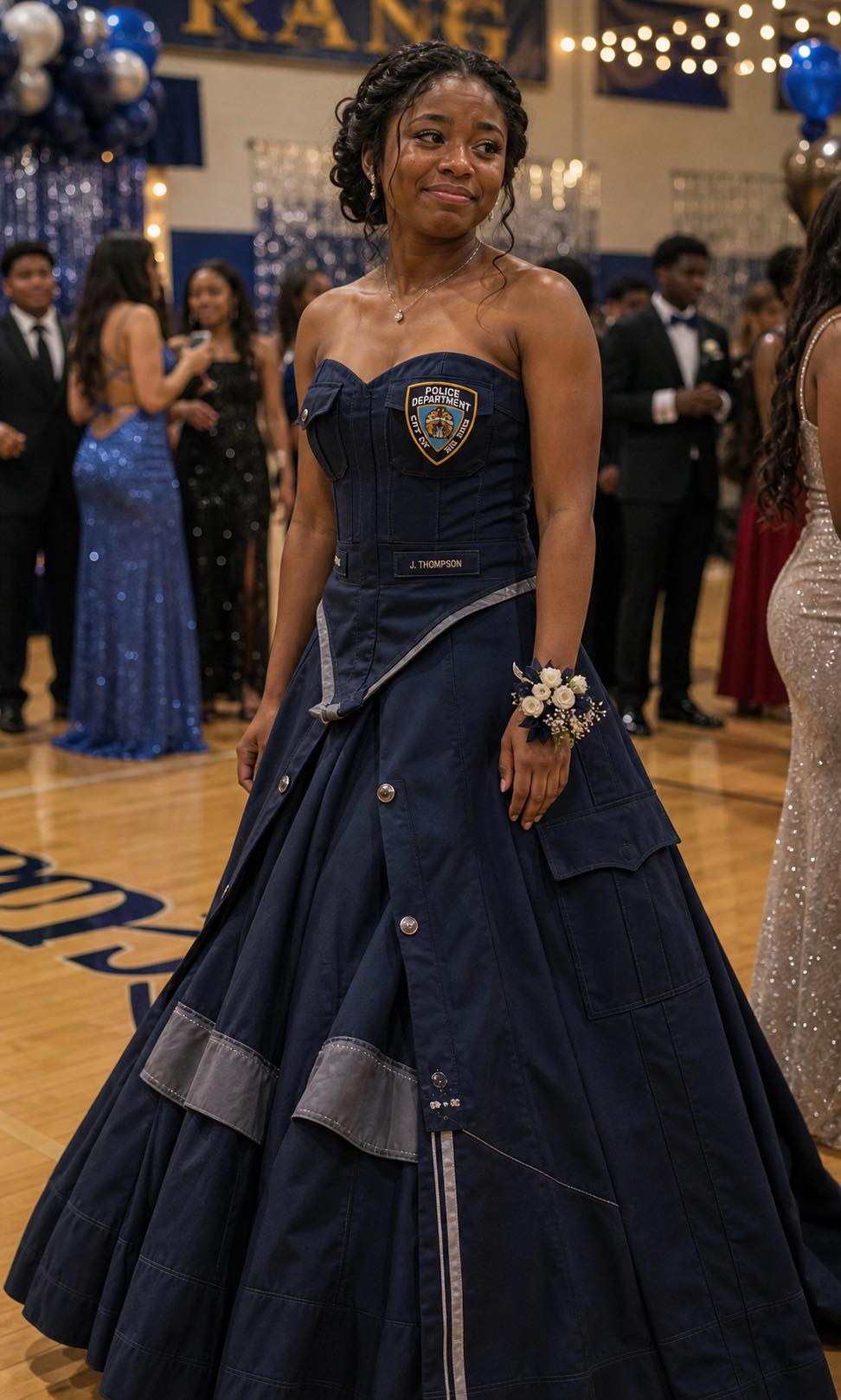 My Daughter Made Her Prom Dress Out of Her Late Father's Uniform – When Her Mean Classmate Poured Punch on It, the Girl's Mother Grabbed the Mic and Said Something That Froze the Whole Gym