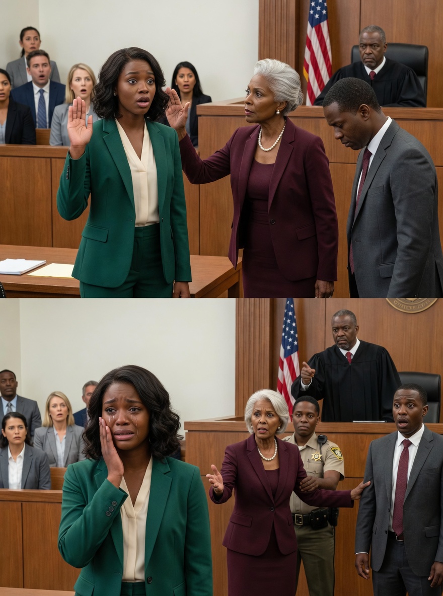 I stood in court with trembling hands, ready to tell the truth—until my mother-in-law stormed toward me. “You dared to fight me?!” she hissed, then slapped m