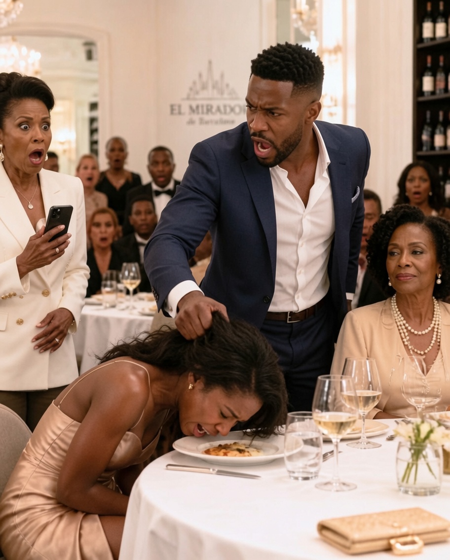 My son-in-law pulled my daughter’s hair in front of the whole restaurant and forced her to look down. His mother smiled and said, “This is how you correct a wife. “My daughter cried like a scared child… but when I stood up, he understood that night would no longer be silent.