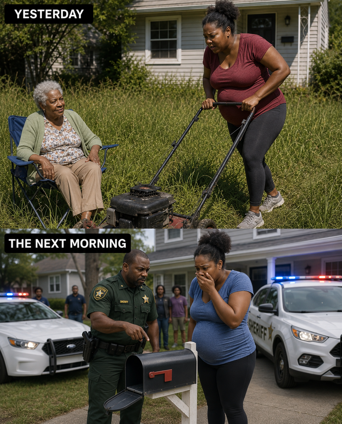 I Mowed the Lawn for the 82-Year-Old Widow Next Door – The Next Morning, a She.riff Woke Me up with a Request That Made My Bl.00d Run Cold