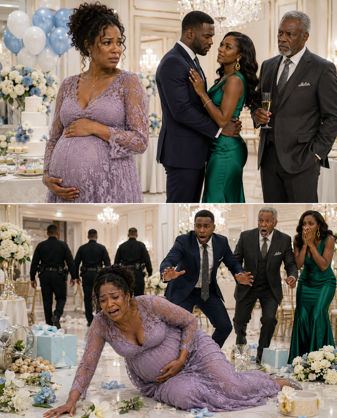I was eight months pregnant with our miracle baby when my husband brought his 22-year-old mistress to our baby shower. When I demanded they leave, he ᴘᴜɴᴄʜᴇᴅ me straight in the stomach, sending me crashing into the gift table.