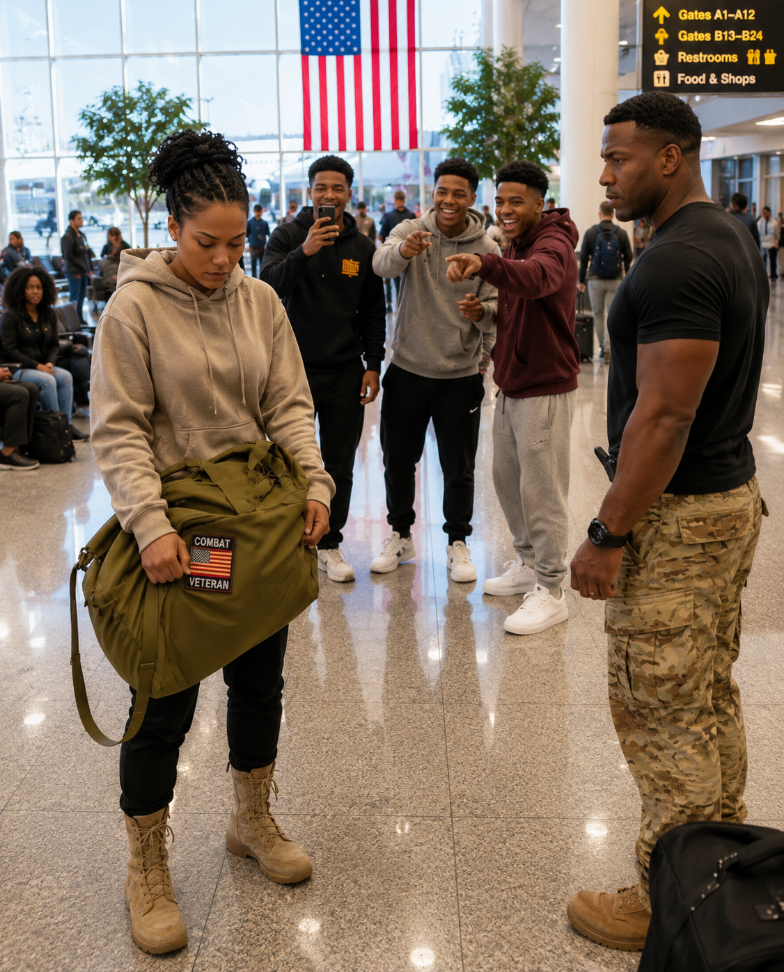 A SEAL saluted her in the airport, then whispered, “You brought my brother home.” I didn’t even know his name. But the Christmas Eve patch on my duffel bag told him everything. Now three kids who mocked her are frozen, and the whole terminal is watching. Who is she? - usnews