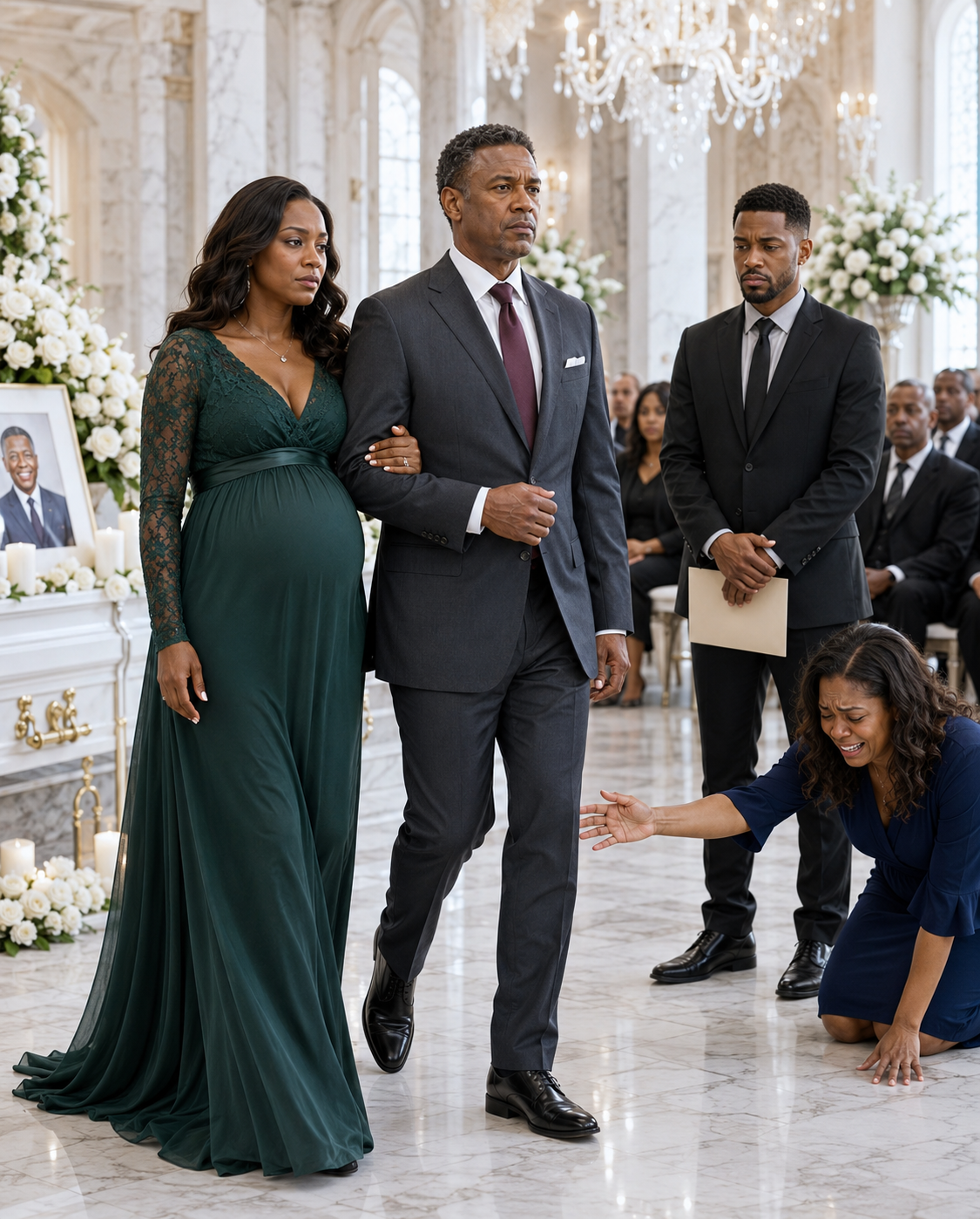 He sh0ved my nine-month pregnant body off the freezing cliff, laughing as he claimed the $50 million life insurance. Now, at my fake funeral, he smirked at his mistress, his pen hovering over
