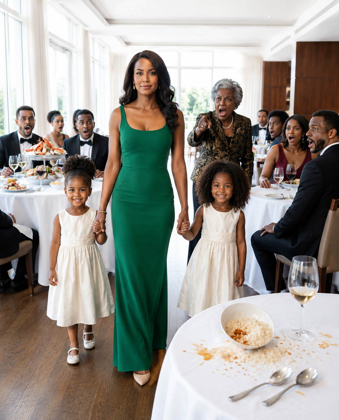 On my father-in-law’s birthday, my husband boasted that he would pay a bill of 165,000 dollars while his mother humiliated my girls by saying “they don’t deserve fine food”; I didn’t scream, I just left the room with them and turned off my phone before the disaster.
