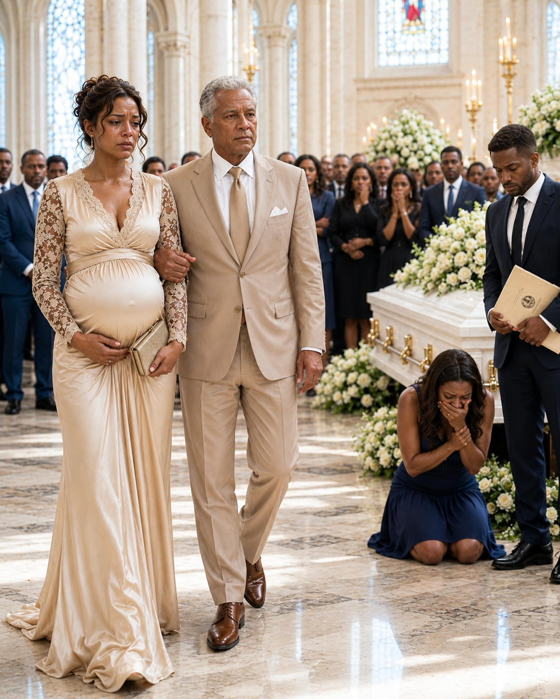 He sh0ved my nine-month pregnant body off the freezing cliff, laughing as he claimed the $50 million life insurance. Now, at my fake funeral, he smirked at his mistress, his pen hovering over the settlement check
