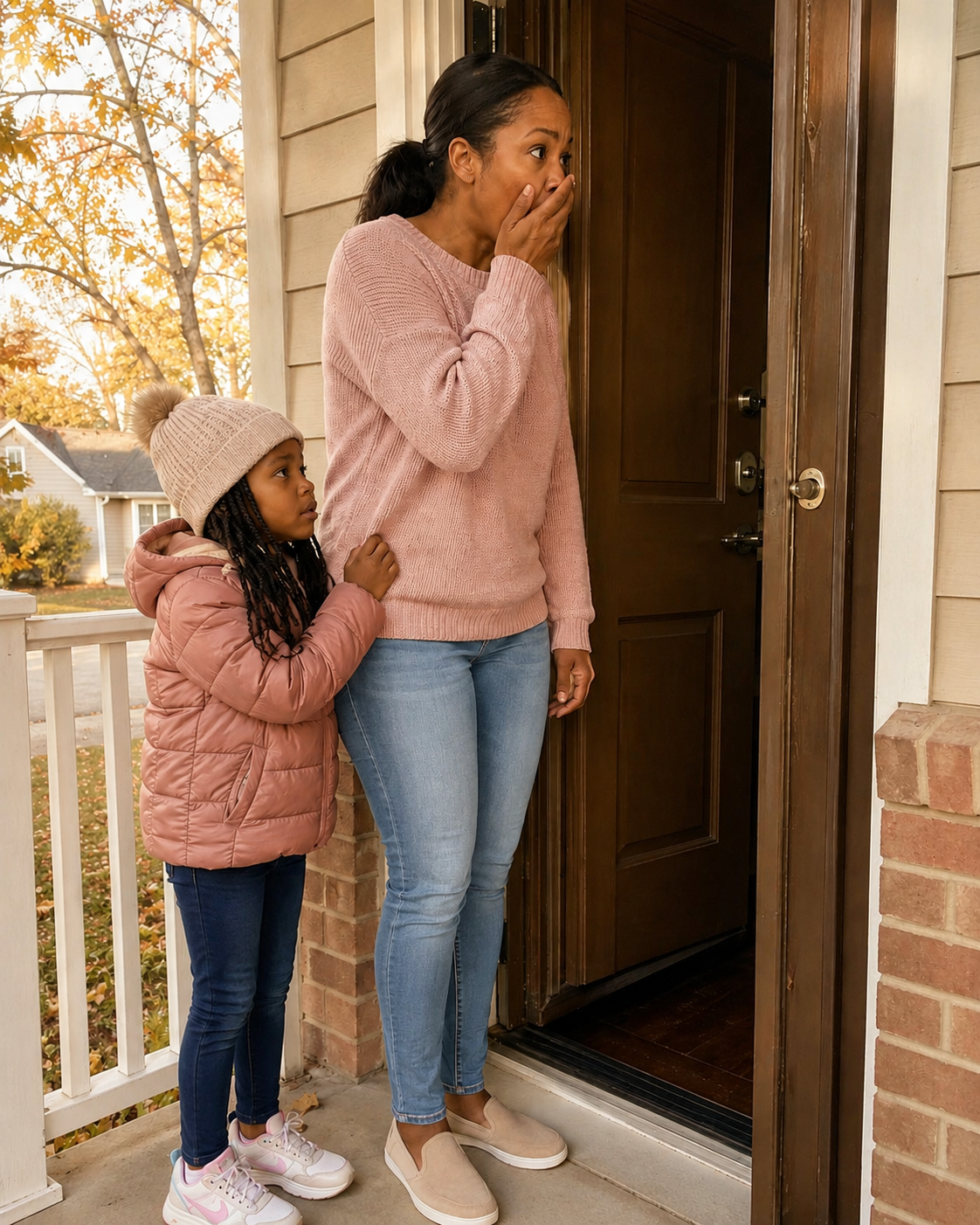My husband had been staying at his mother’s house to look after her. Wanting to surprise him, I arrived with our 7-year-old daughter without telling him first. When we reached the house, the front door was slightly open. My daughter peeked inside, then gently pulled my sleeve and whispered, “Mom… look. But be quiet.”