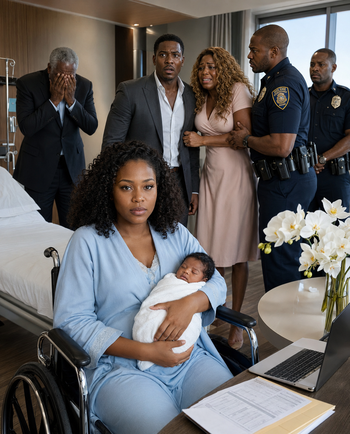After I gave birth, my wealthy father came to see me in the private recovery room. He looked proud, holding flowers that cost more than most people’s rent.