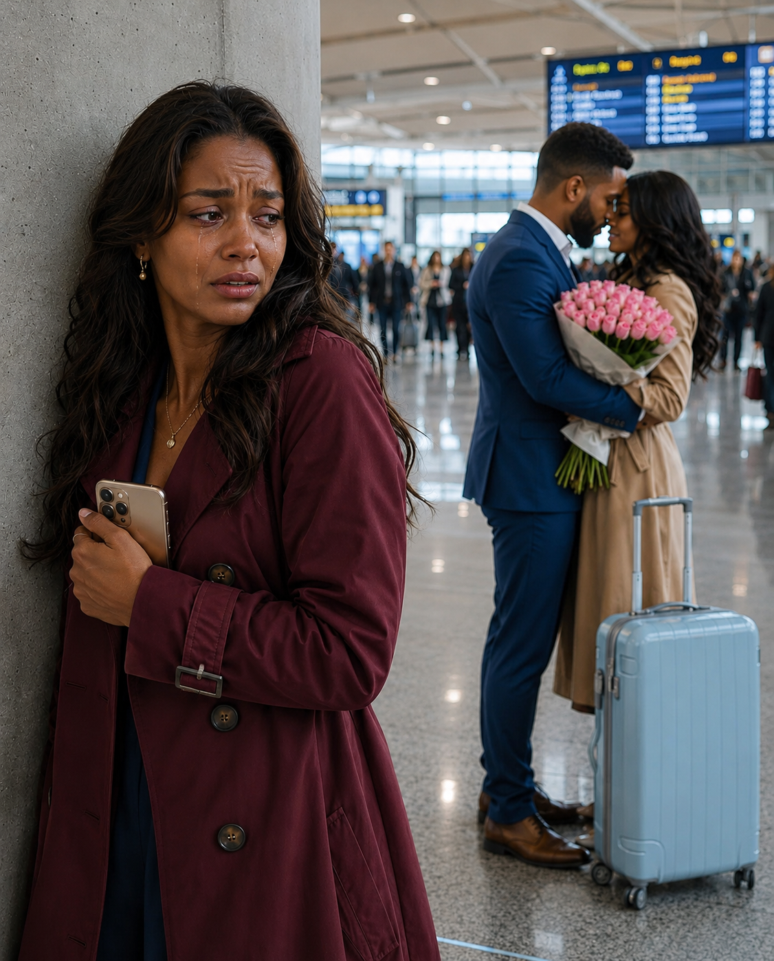 I realized my marriage was over while hiding behind a concrete pillar. Not because I caught my husband kissing another woman.