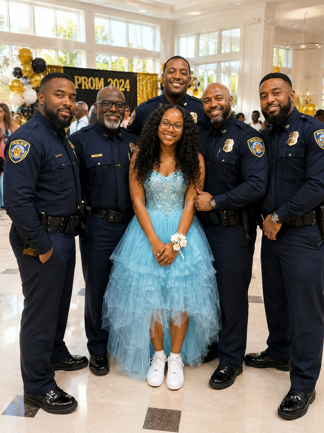 After My Husband Passed Away, I Went to the Father-Daughter School Dance in His Place – My Daughter's Classmates Laughed Until 5 Officers Walked Into the Hall