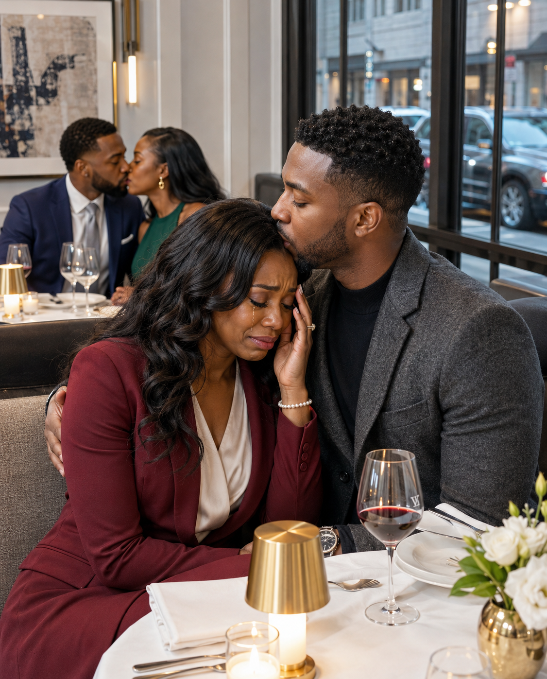 My Husband Texted Me “I’m Stuck At Work. Happy 2nd Anniversary, Babe,” But I Was Sitting Two Tables Away Watching Him Kiss Another Woman Just As I Was About To Confront Him, A Stranger Whispered, “Stay Calm… The Real Show’s About To Start,” Leading To A Shocking Twist That Exposed Secrets, Lies, And Betrayal In Ways I Never Expected