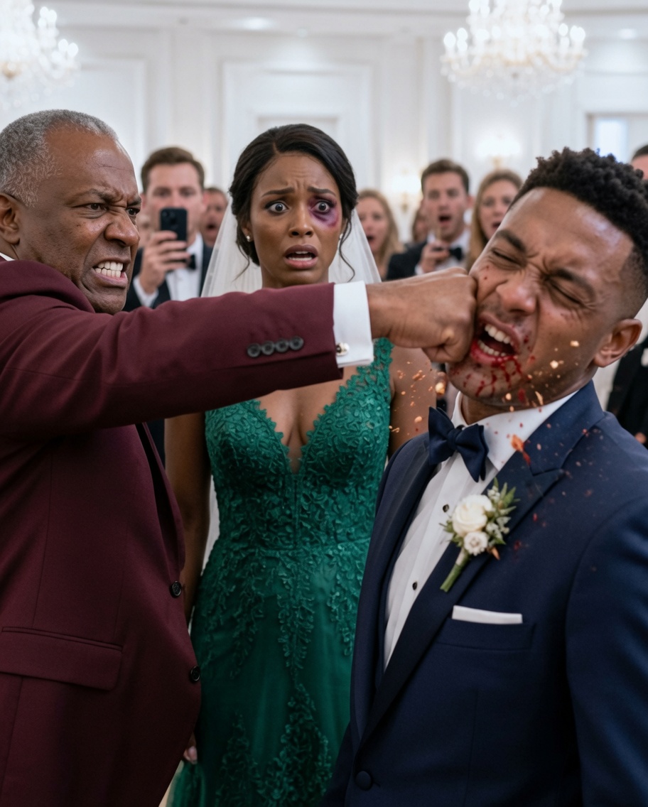 On my wedding day, my father was stunned when he saw the br:uis:es on my face. “My dear daughter… who did this to you?” he asked, his voice trembling. My fiancé just laughed. “Just teaching her a lesson in our family.” The atmosphere froze. Then my father turned back, cold as steel. “This wedding is over,” and so is your family.