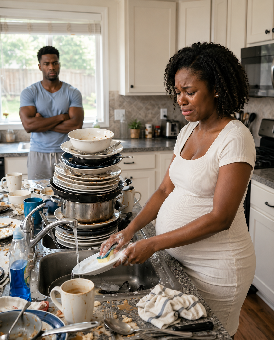 When I saw my eight-month pregnant wife washing dishes alone at ten o’clock at night, I called my three sisters and said something that left everyone silent. But the strongest reaction… it came from my own mother.