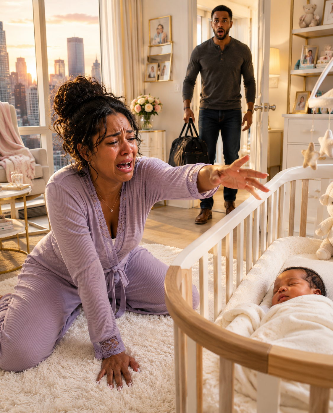I collapsed in my newborn son’s nursery after a serious medical emergency, while my husband was away celebrating his birthday at a luxury mountain resort