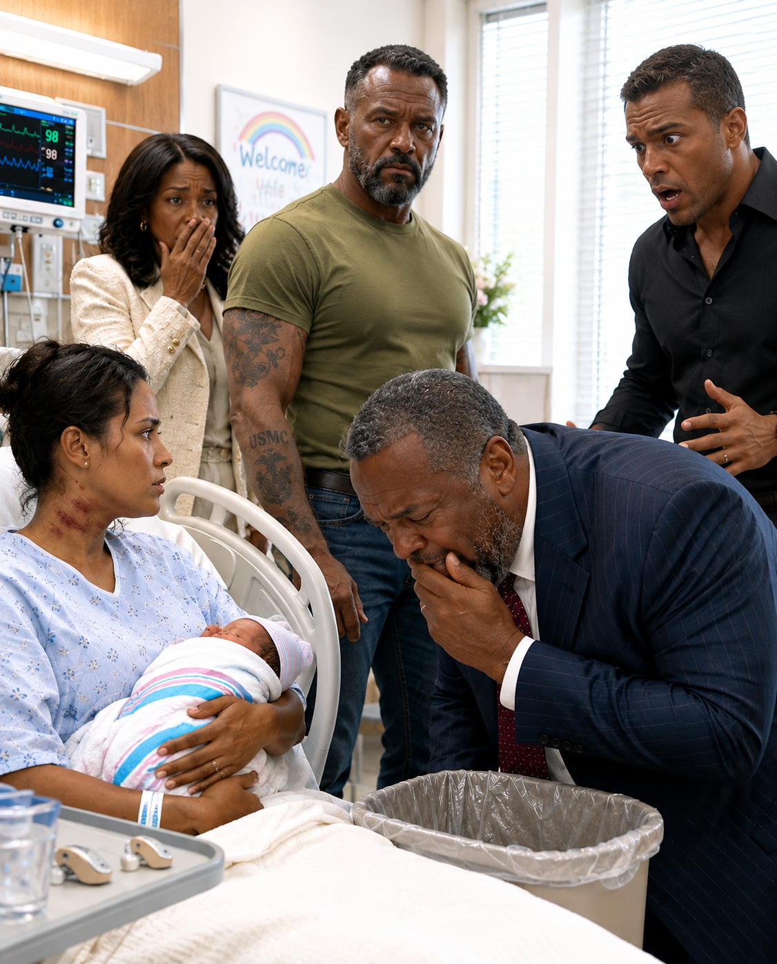 I was holding my newborn daughter in a hospital room14-008