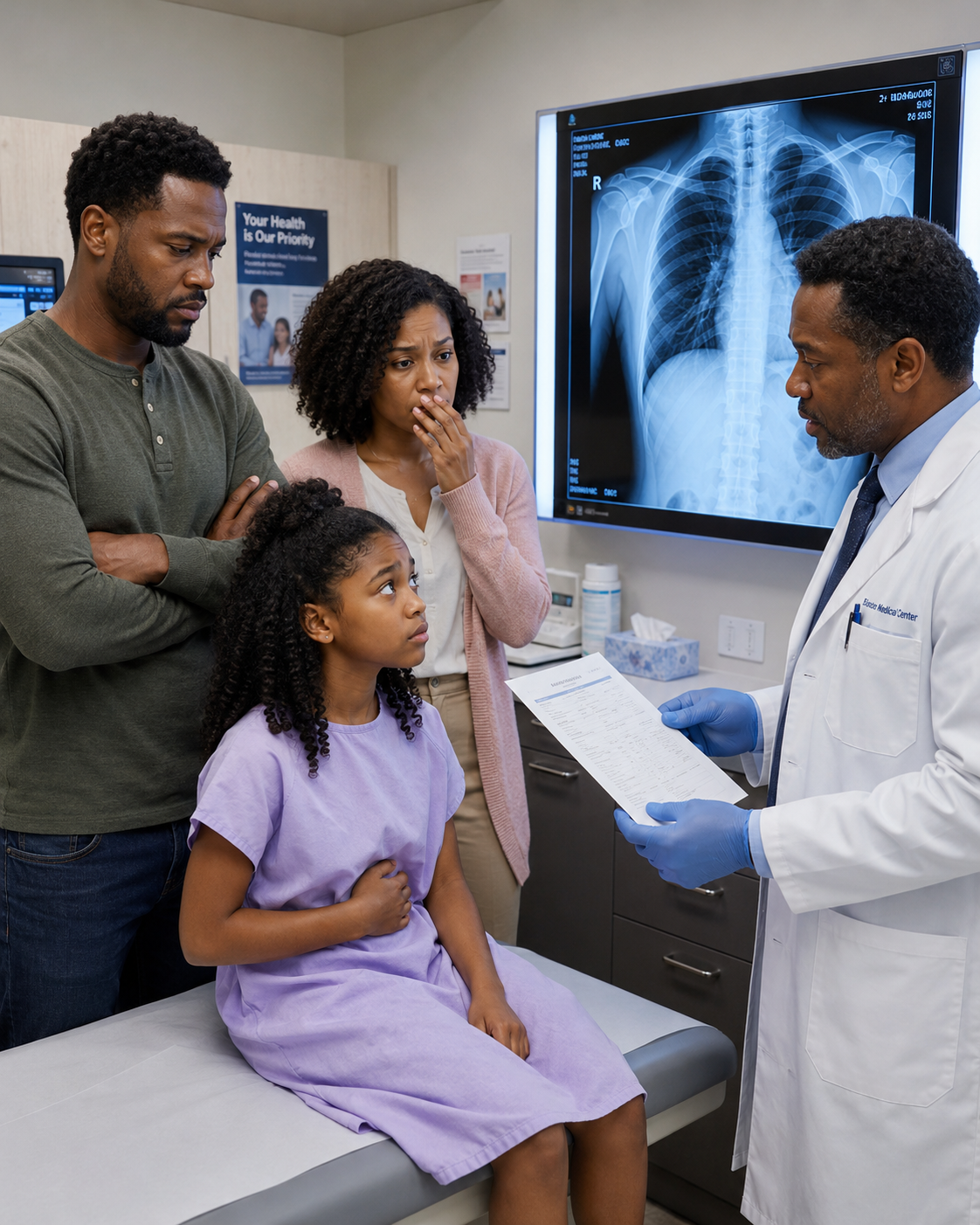 I took my daughter to the hospital, but my husband unexpectedly insisted on coming with us. Throughout the entire appointment, THE DOCTOR KEPT WATCHING HIM IN A WAY THAT FELT STRANGE … and right before we walked out, he quietly slipped a note into my pocket that made my hands shake so badly I could barely hold it, and ultimately LED ME STRAIGHT TO THE POLICE.