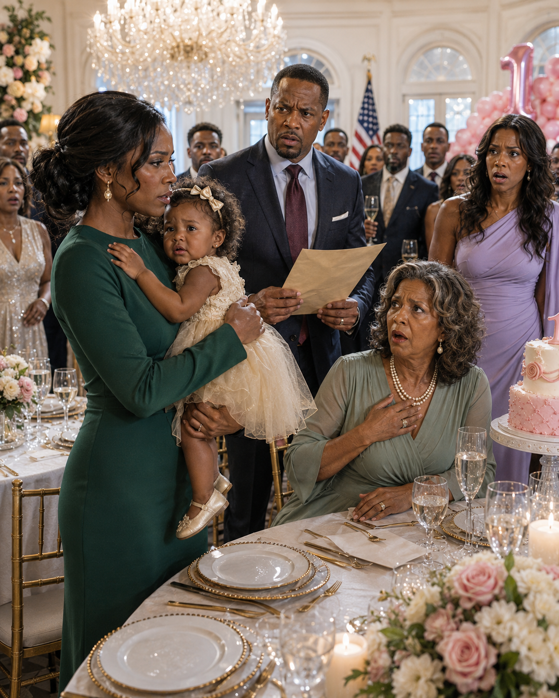 On my daughter’s first birthday, my mother-in-law raised her glass in front of the whole family and asked who the real father was because the baby had blue eyes… everyone expected to see me cry, until I took two envelopes out of my bag and laid out the truth she had planned to hide.