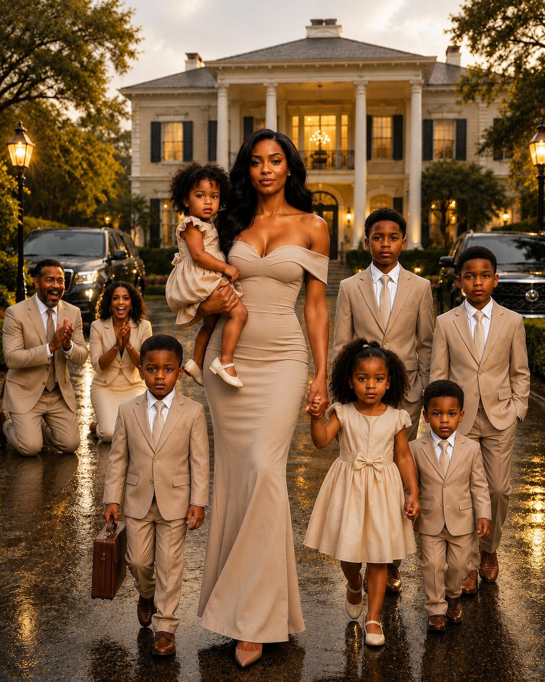 My father-in-law threw me and my six children out into the pouring rain, shouting, “Only real bl00d belongs in this house.” But the moment I mentioned the name on the deed, his expression changed and every person watching suddenly stopped laughing.