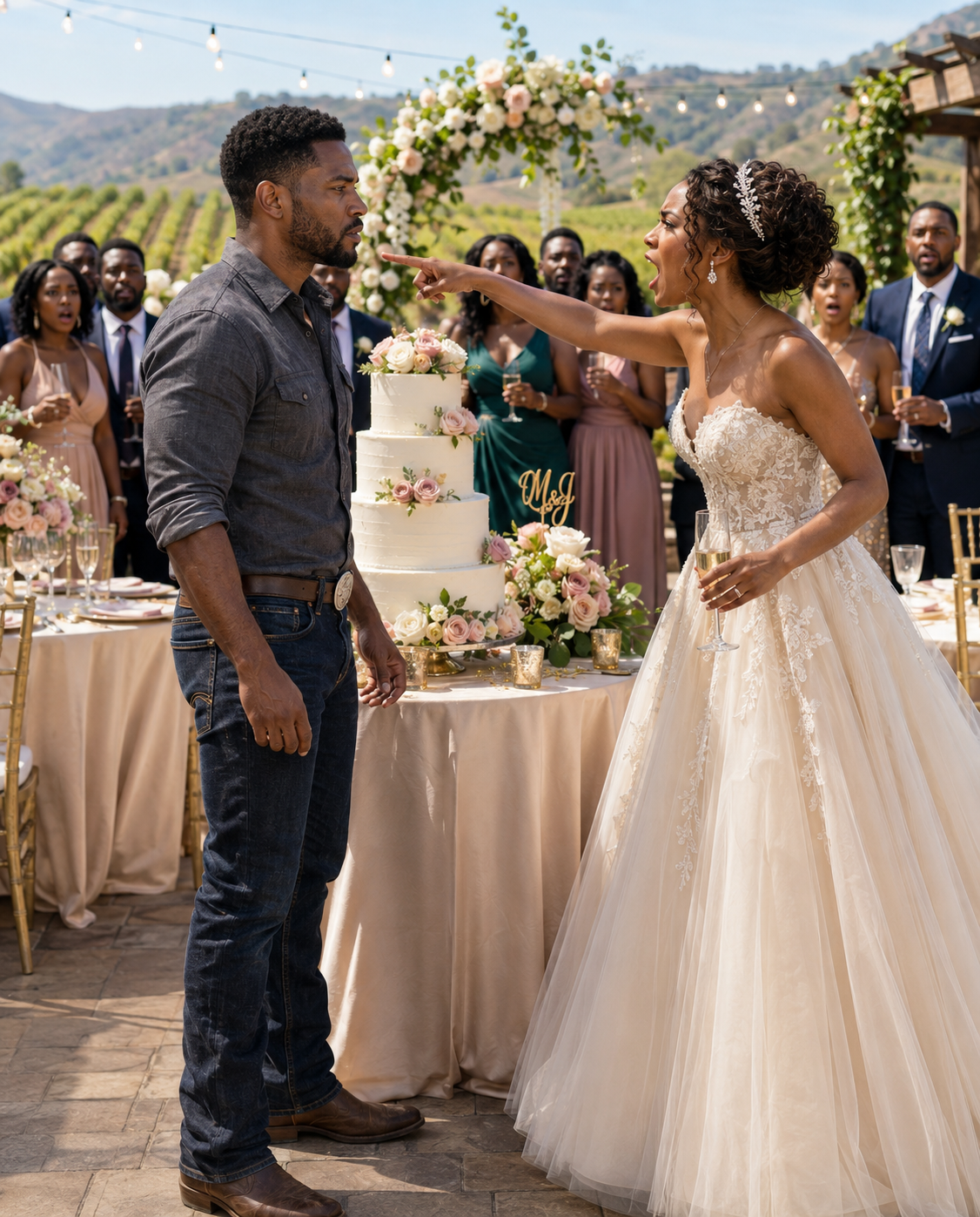 I arrived at my ranch with my children and found someone else’s party; the woman with the crown yelled at me, “Get off my property,” without knowing who was standing in front of her.