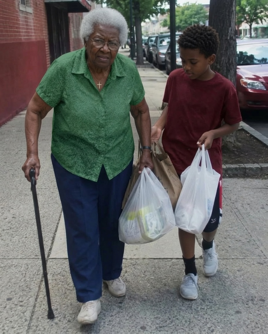 Poor Boy Helped Older Blind Lady Get Home – Next Morning, Black SUVs Pulled up to His Family’s Trailer
