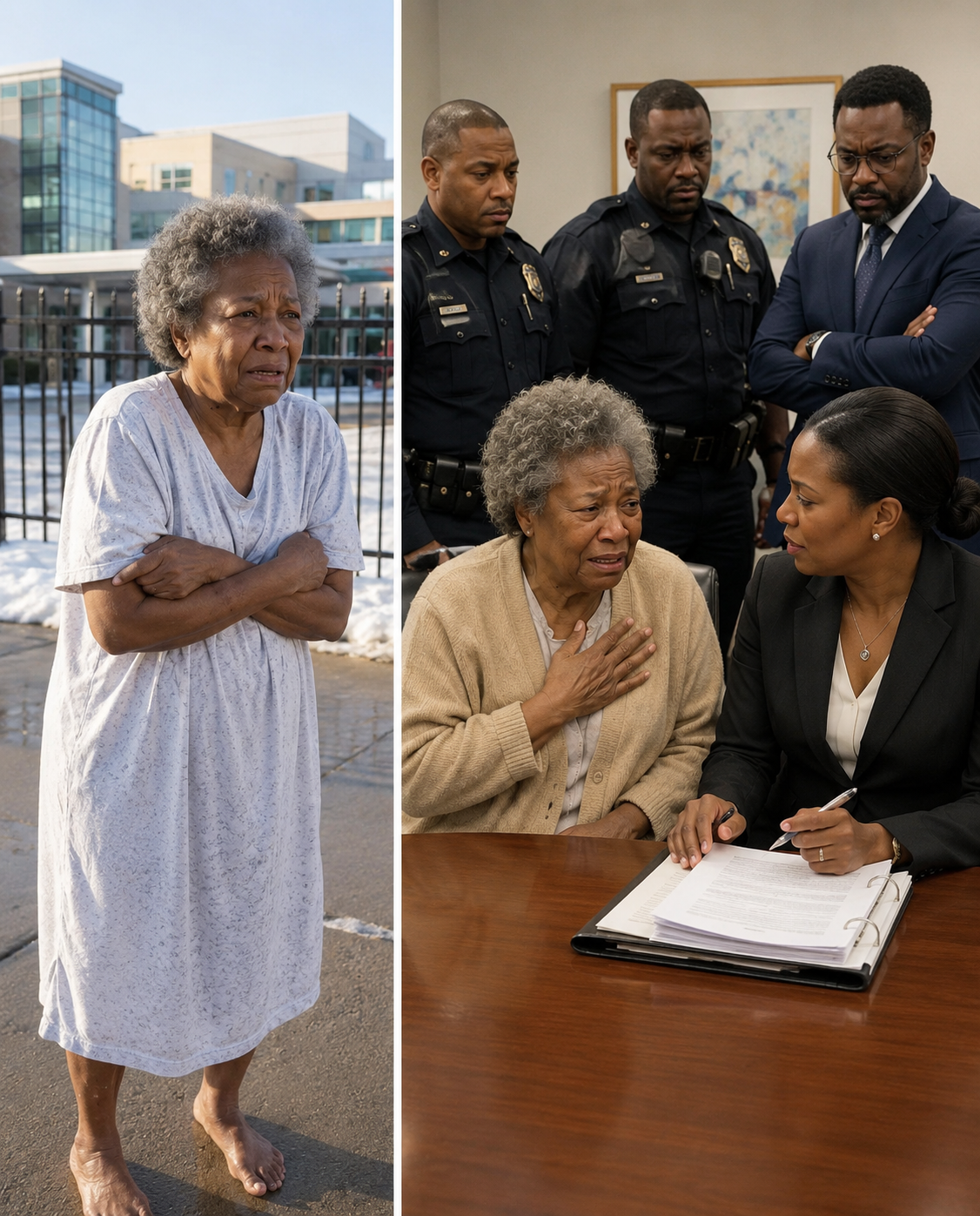 At 3 a.m., I received a call from my mother—her voice trembling: “Help… me.” I drove 300 miles through a blizzard and found her standing outside the hospital gates in the