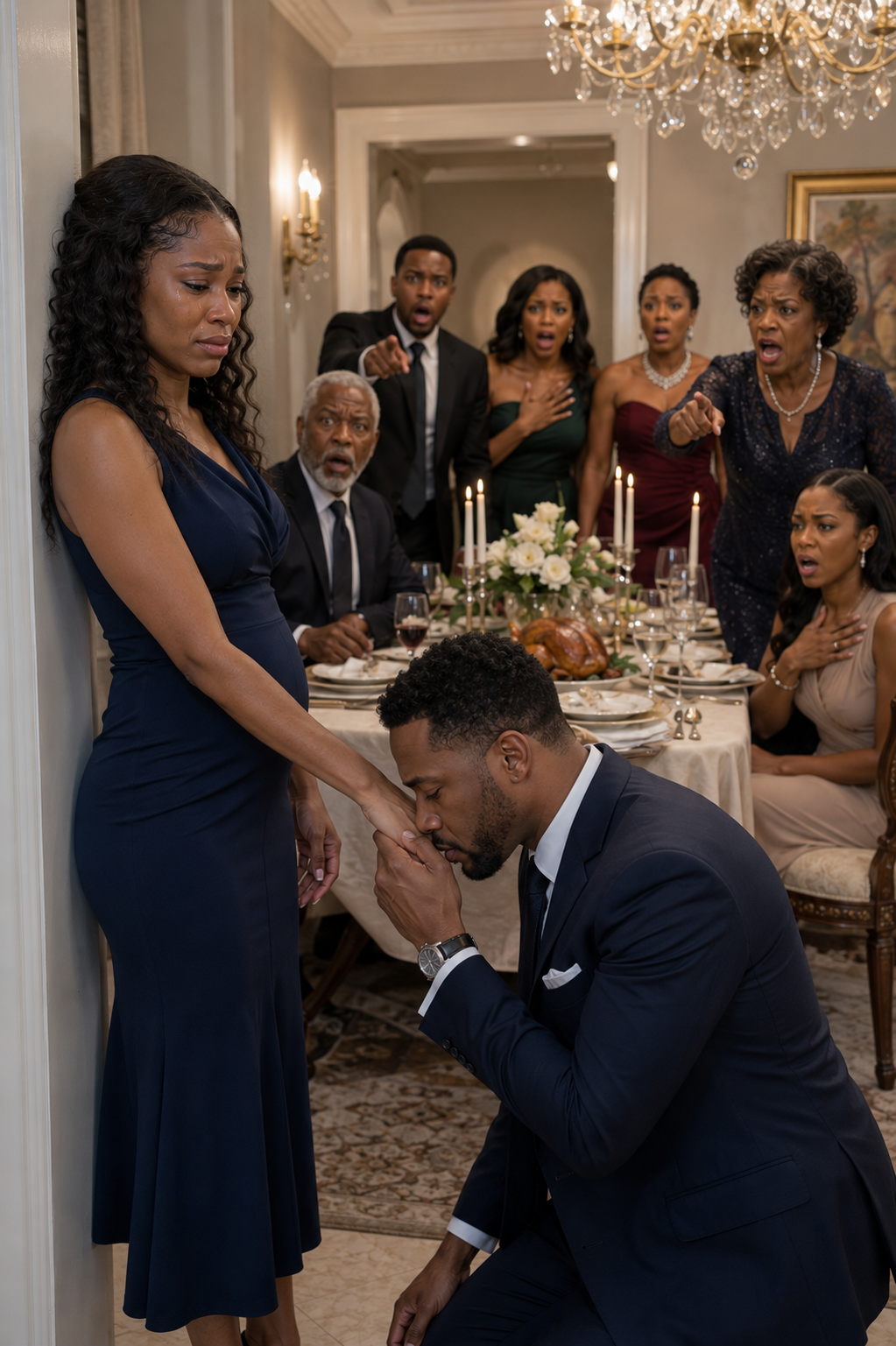 My father invited the whole family to Thanksgiving dinner, but my mother left me in the kitchen serving everyone. Two hours later, a man in a black suit walked in…