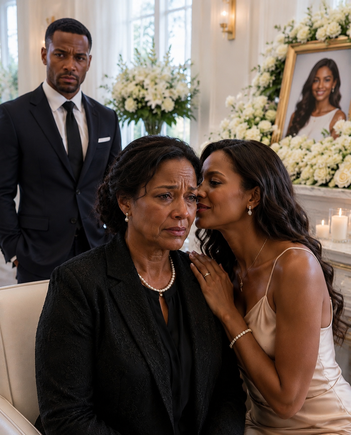 As we buried my daughter beneath white roses, her husband’s mistress showed me the jewel she had stolen from her and said, “Now everything will be mine.” I did not reply; I simply asked the lawyer to read the sealed letter.