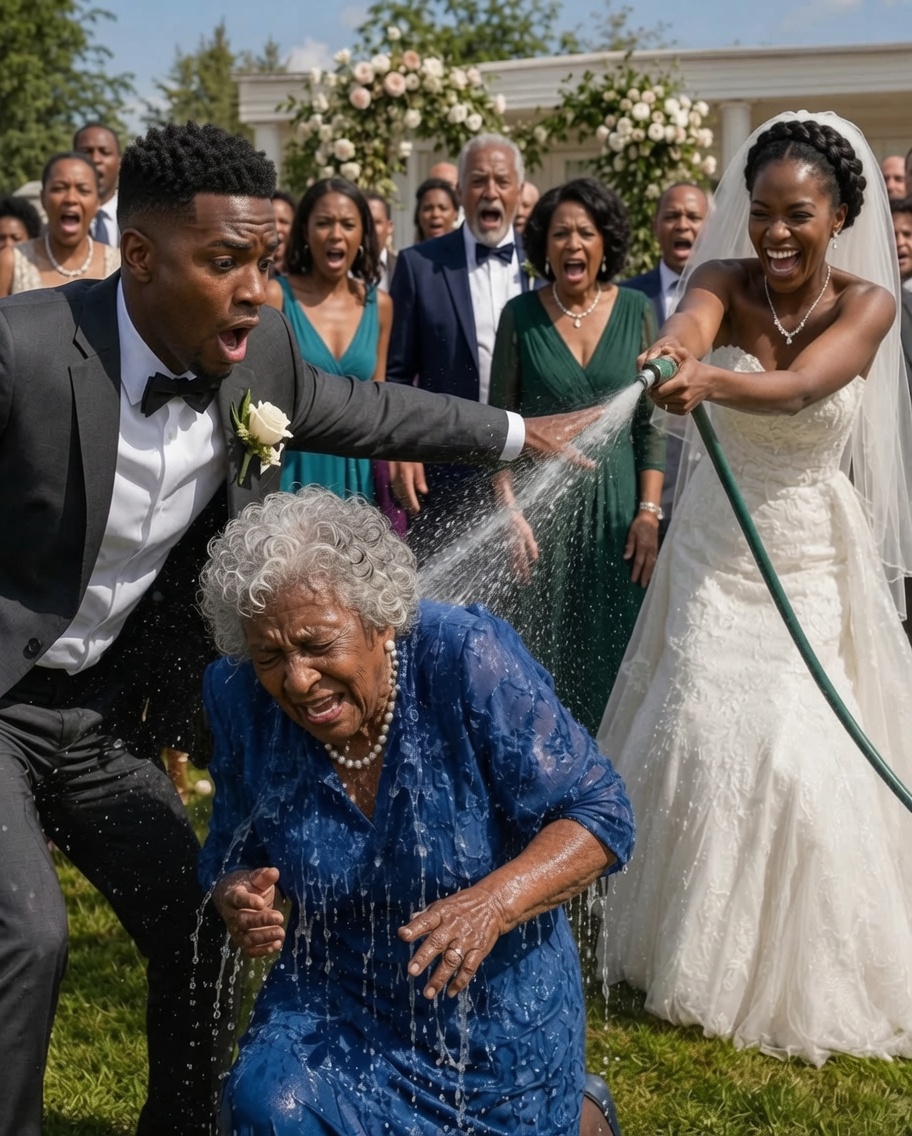 At my wedding, my bride’s family pointed at my mother and laughed. “Look at that pathetic poor woman,” her father sneered. My fiancée grabbed a garden hose. “Let me wash the smell of poverty off her.” The freezing water struck my mother as the guests cheered.