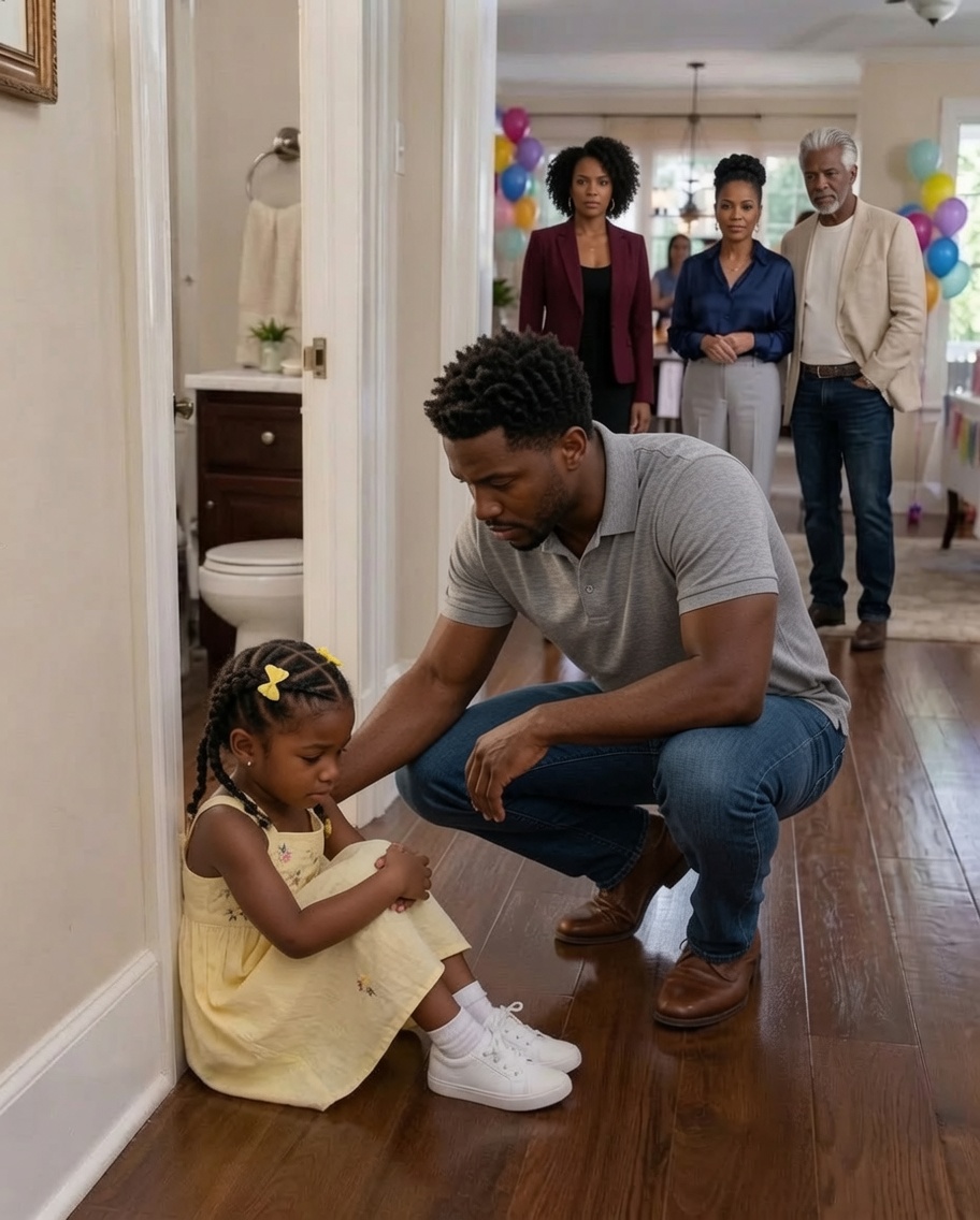 My five-year-old daughter hid from her aunt at a family gathering and quietly asked, “Daddy… am I supposed to say sorry?” Moments later, one small test exposed the truth my parents were desperate to cover up.
