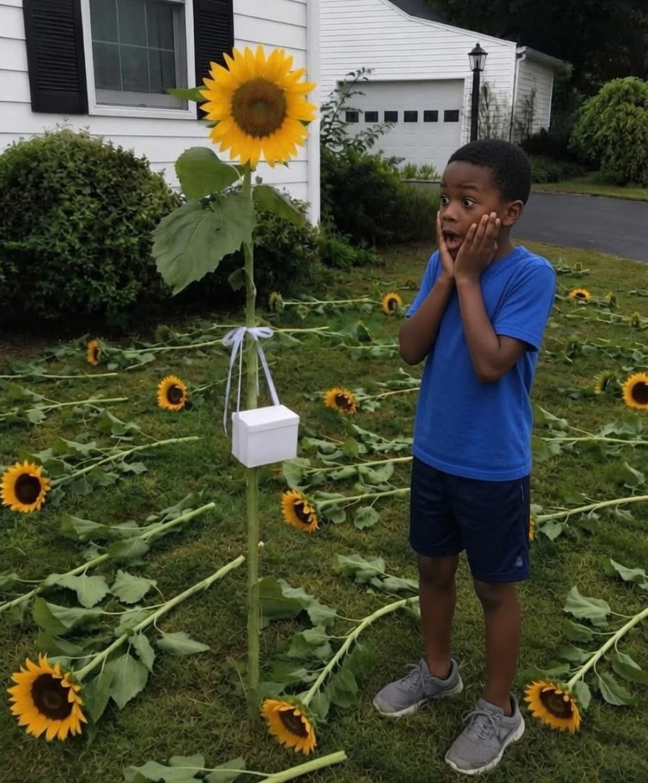 Every Year My Son Planted Sunflowers for His Twin Sister – One Morning, We Found Every Flower Cut Down Except One, with a Small White Box Hanging from It