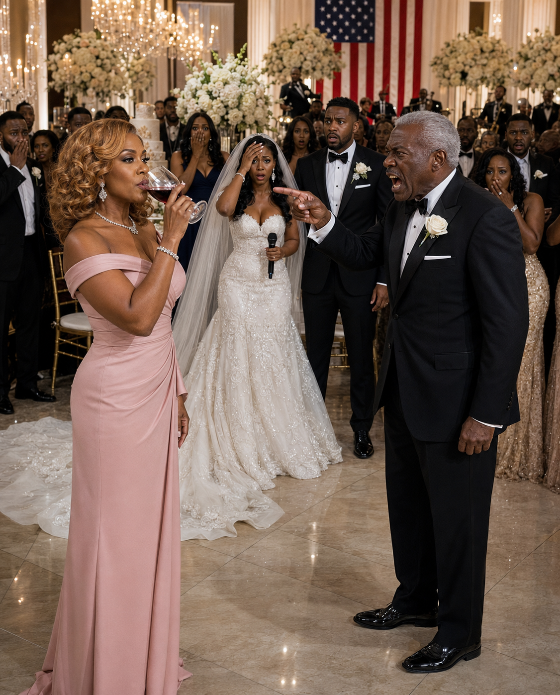 Twenty-one years after my father kicked me out of the house, I ran into him at my nephew’s wedding. He looked at me with disdain and sneered, ‘If it weren’t out of pure pity, nobody here would have invited you.’ I calmly took a sip of my wine and just smiled. A moment later, the bride grabbed the microphone, saluted sharply in my direction, and announced to the crowd, ‘Everyone, please raise your glasses for a toast to Admiral..