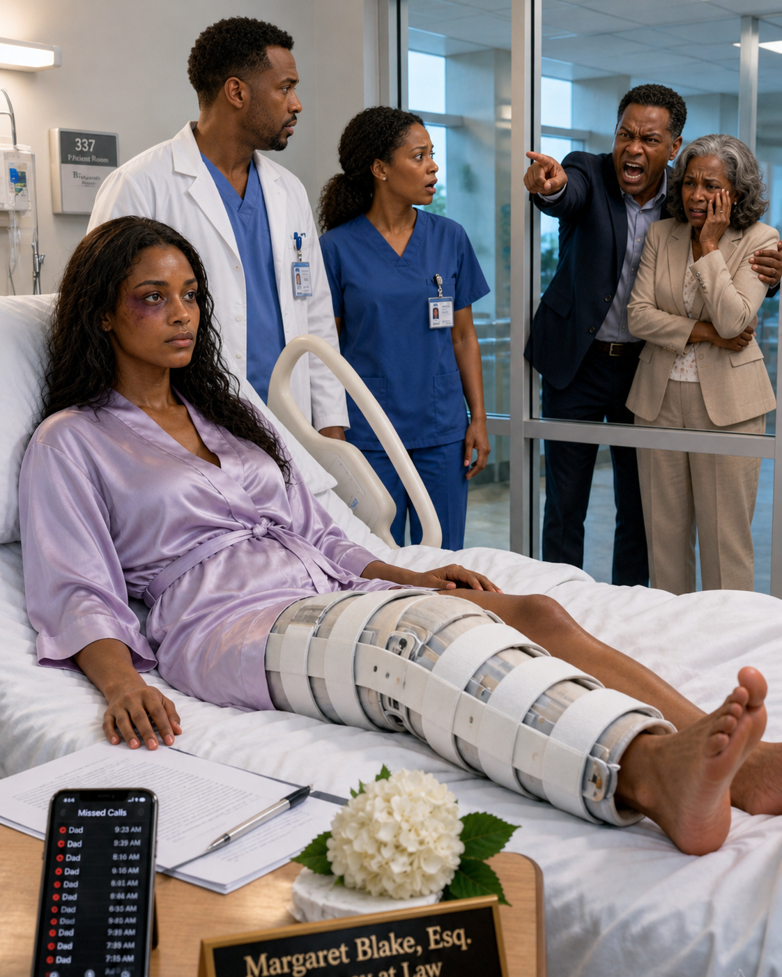 While they were stitching up my leg at the hospital, my husband didn’t ask if I was still alive; he just said, “It’s a fracture, not an excuse.” But when the police arrived and saw the medical report, I pulled out my phone, froze the $100,000 account, and he understood that I wasn’t the helpless wife he thought I was.